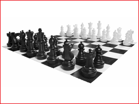 een schaakset xxxl optioneel te verkrijgen met een nylon speelmat of kunststof speelvloer