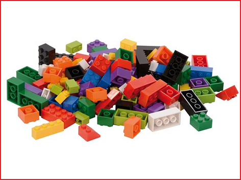 bouwblokjes in verschillende groottes en kleuren