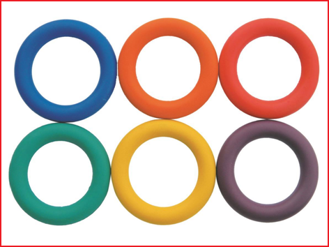 set van 6 rubberen ringen in verschillende kleuren