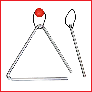 een verchroomde metalen triangel met klopper voor kinderen