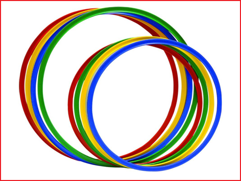 platte hoepels in 4 kleuren met een diameter van 70 cm