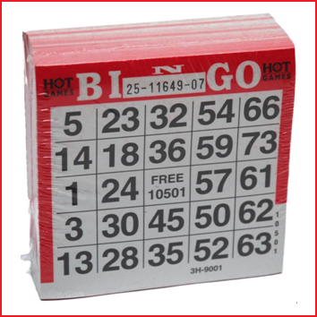 elk vel van deze bloc bingokaarten is genummerd