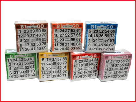 bingokaarten verkrijgbaar in 7 verschillende kleuren