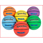 set van 6 kleurrijke basketballen Spordas Max maat 7