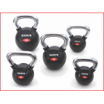 rubberen kettlebell met een verchroomde handgreep