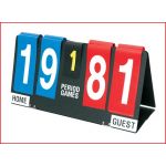 een inklapbaar scorebord van 60 x 30 cm met cijfers van 0 t/m 99