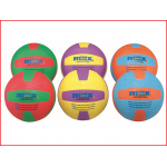 een set van 6 kleurrijke volleyballen in cellulair rubber