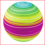 een kleurrijke regenboogbal met een diameter van 21 cm