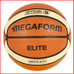 een basketbal Megaform Elite 5 met officiële afmetingen en gewicht