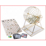een bingomolen XL met ballen en controlebord inclusief bingokaarten en bingofiches