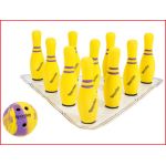 een veilig bowlingspel bestaande uit 10 kegels en een bal