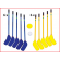 een foam hockey bestaande uit 6 gele en 6 blauwe sticks