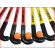 de hockeysticks van de hockeyset playfit indoor hebben een kunststof shaft en een synthetisch rubberen voet