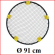 het net van de Spikeball standaard heeft een diameter van 91 cm