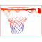 een stevige basketbalring in massief staal inclusief nylon net