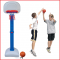 een basketbalstandaard junior inclusief net, basketbal en pompje