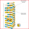 de Jenga groot bestaat uit 60 houten blokken van 20 x 4,5 x 2,5 cm