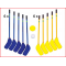 een foam hockey bestaande uit 6 gele en 6 blauwe sticks