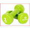 een paar groene dumbells 2 kg van Stanno