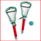 een lacrosse set bestaande uit 2 rackets en 1 balletje