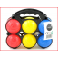 een plastic petanque set met 8 petanqueballen en een but een plastic petanque set met 8 petanqueballen en een but